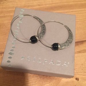 Silpada Sterling Silver Black Chalcedony Earrings